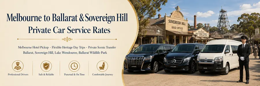 Melbourne to Ballarat & Sovereign Hill Private Car Service