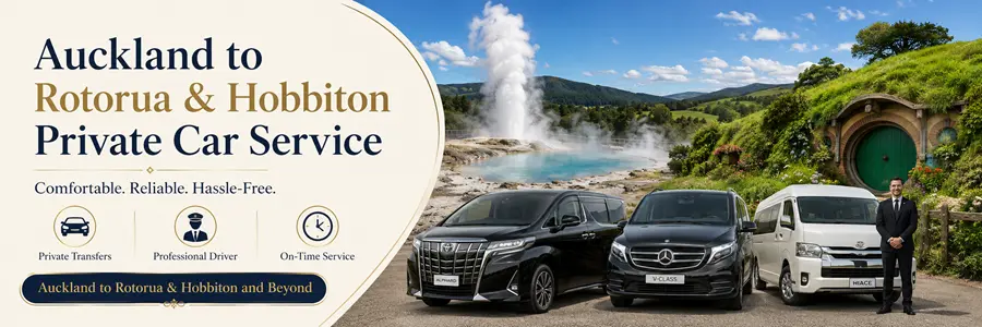 Auckland to Rotorua & Hobbiton Private Car Service